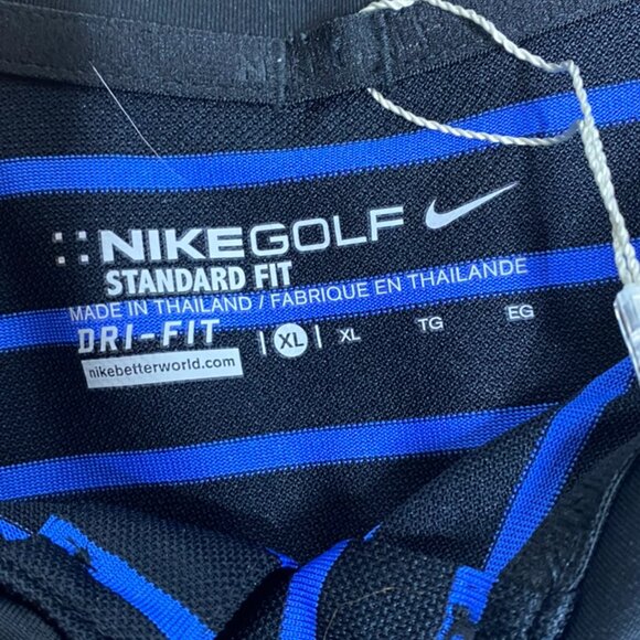 Nike Standard Fit golf polo shirt blue black stripe XL men's NWT - Picture 2 of 7